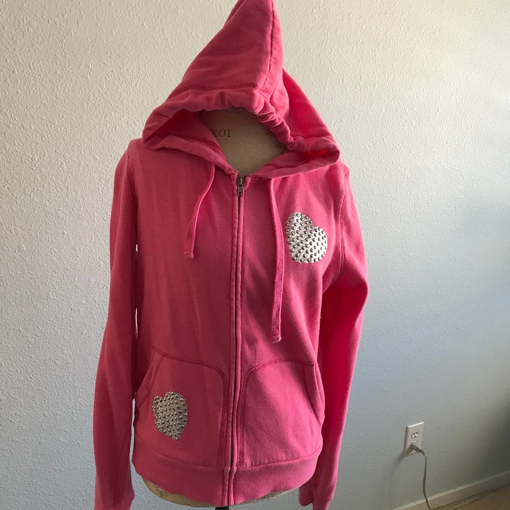 Victoria Secret Pink Full-Zip Hoodie with metallic details